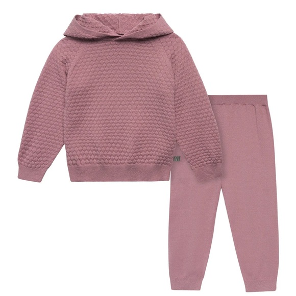 2-Piece Toddler Girls Sweater Knit Hoodie Viscose Set - Picture 1 of 6